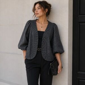 Leon Max Limited Edition Tweed Jacket L Wool Herringbone Avant Garde Blazer